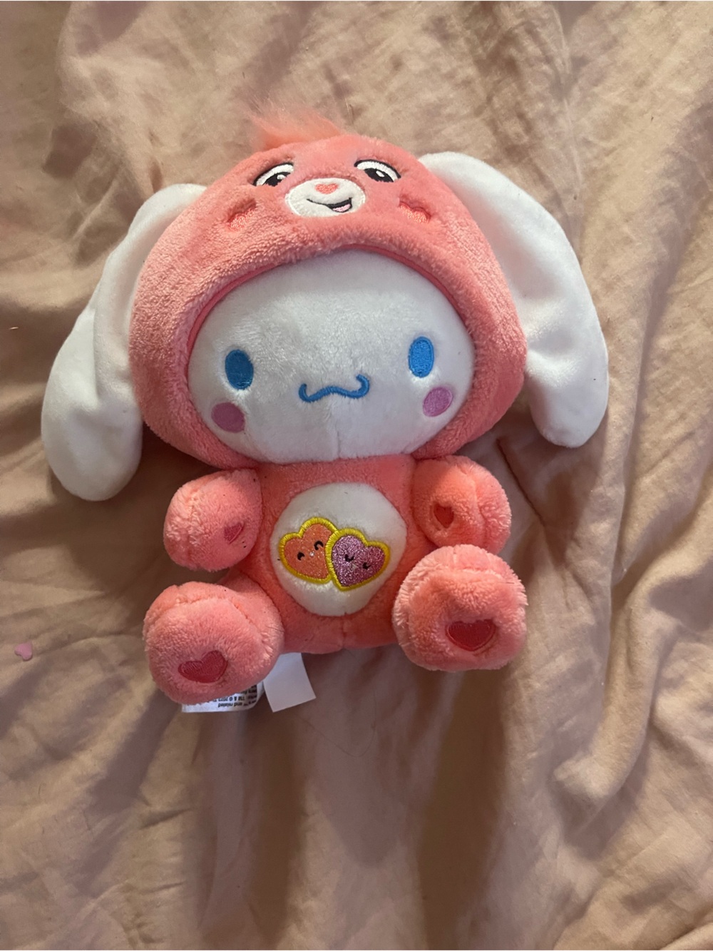 Hello Kitty Pink & White Bunny Plush with Heart Patch